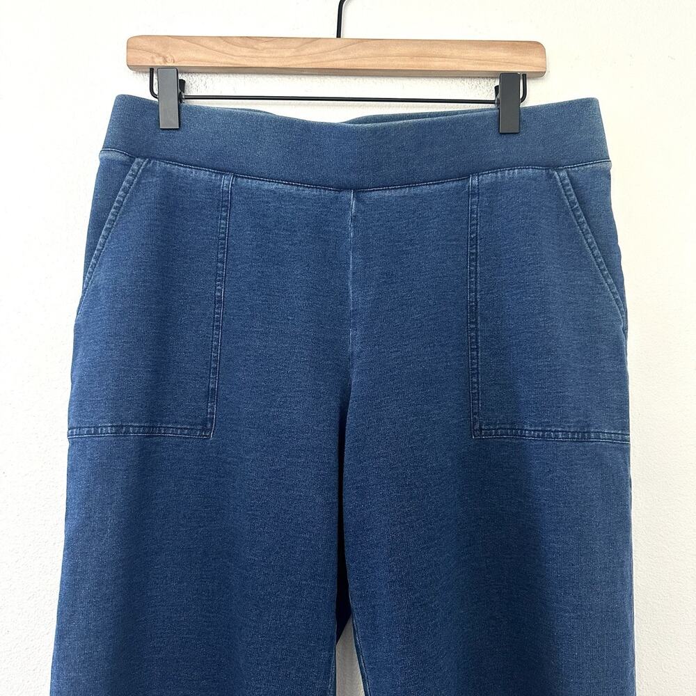 Pure Jill Indigo Wide Leg Pant Women Petite M Blue Stretch Cropped Coastal Lagen - Picture 2 of 10
